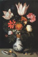 Ambrosius Bosschaert - Tulips, Roses, a Pink and White Carnation